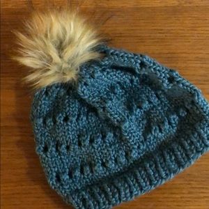 Brand New Dark Teal Hat/Beanie With Pompom